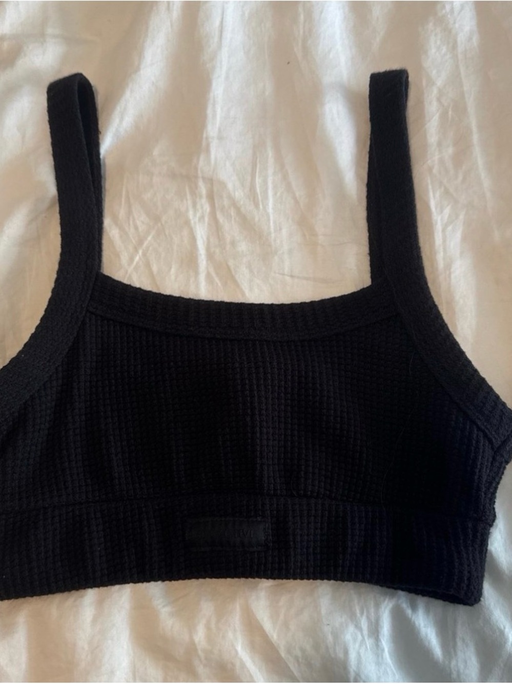 SET Active Black Waffle-Knit Crop Bralette